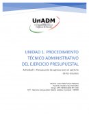 Procedimiento técnico adminstrativo del ejercico presupuestal