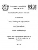Ensayo Importancia De La Teoría De La Arquitectura En Mi Formación Como Arquitecto
