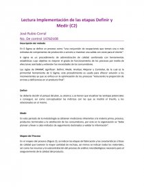 Implementación de las etapas Definir y Medir (AMEF). Página 1