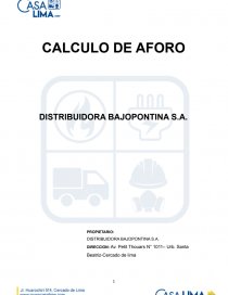 CALCULO DE AFORO DISTRIBUIDORA BAJOPONTINA S.A.. Página 1