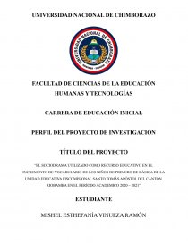 EL SOCIODRAMA UTILIZADO COMO RECURSO EDUCATIVO EN EL INCREMENTO DE VOCABULARIO DE LOS NIÑOS DE PRIMERO DE BÁSICA DE LA UNIDAD EDUCATIVA FISCOMISIONAL SANTO TOMÁS APÓSTOL DEL CANTÓN RIOBAMBA EN EL PERÍODO ACADEMICO 2020 – 2021. Página 1