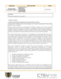 POO. Síntesis e interpretación colaborativa de los temas vistos en la unidad. Página 1