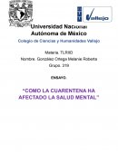 Como la cuarentena ha afectado la salud mental