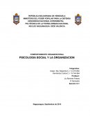COMPORTAMIENTO ORGANIZACIONAL PSICOLOGIA SOCIAL Y LA ORGANIZACION