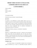 PREDICTORES SOCIOCULTURALES DEL COMPORTAMIENTO MACHISTA EN LATINOAMERICA