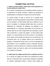 EXAMEN FINAL DE ÉTICA. Página 1