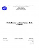 Administración, Mercadeo Métodos y Técnicas de Estudios Paulo Freire. La importancia de la Lectura