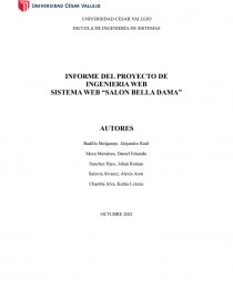 INFORME DEL PROYECTO DE INGENIERIA WEB SISTEMA WEB “SALON BELLA DAMA”. Página 1