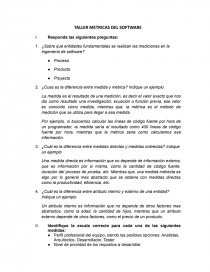 TALLER METRICAS DEL SOFTWARE. Página 1