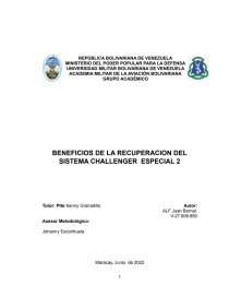 BENEFICIOS DE LA RECUPERACION DEL SISTEMA CHALLENGER ESPECIAL 2. Página 1