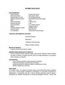 INFORME PSICOLÓGICO 1 año. Página 1