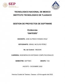 Sintesis calidad de un proyecto de software. Página 1