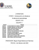 Introducción a la literatura Evidencia de aprendizaje