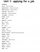 Ingles Unit 1: applying for a job