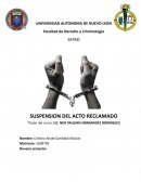 SUSPENSION DEL ACTO RECLAMADO EN MATERIA PENAL