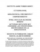 Reflexión que considere las concepciones disciplinarias de la adolescencia