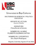 Actividad Relación cIencia y filosofía. Filosofía de la ciencia