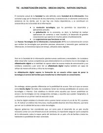 TIC - ALFABETIZACIÓN DIGITAL - BRECHA DIGITAL - NATIVOS DIGITALES. Página 1