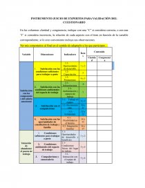 INSTRUMENTO JUICIO DE EXPERTOS PARA VALIDACIÓN DEL CUESTIONARIO. Página 1