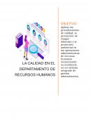 LA CALIDAD EN EL DEPARTAMENTO DE RECURSOS HUMANOS