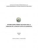 INFORME SOBRE PRIMERA DISCUSIÓN PARA LA VIABILIDAD DE LA PENA DE CAPITAL EN VENEZUELA