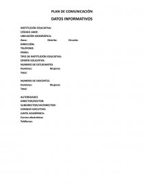 PLAN DE COMUNICACIÓN DATOS INFORMATIVOS. Página 1
