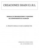 MANUAL DE ORGANIZACIONES Y FUNCIONES DEL DEPARTAMENTO DE ALMACÉN
