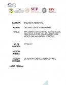 IMPLEMENTACIÓN DE MATRIZ DE CONTROL DE OBRA EN PLANTA DE ARMADO VORDTEC DE MEXICO EMILIANO ZAPATA, VERACRUZ