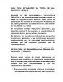 GUÍA PARA ESTABLECER EL PERFIL DE LOS PROYECTO PROPIOS