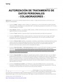 AUTORIZACIÓN DE TRATAMIENTO DE DATOS PERSONALES