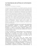 Importancias de la etica en la formacion humana