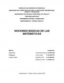 ENFERMERÍA INTEGRAL COMUNITARIA INDEPENDENCIA – ESTADO YARACUY NOCIONES BÁSICAS DE LAS MATEMÁTICAS