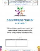 PLAN DE SEGURIDAD Y SALUD EN EL TRABAJO. COVID