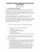 La importancia de la Educación para la Salud