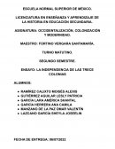 LA INDEPENDENCIA DE LAS TRECE COLONIAS