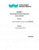 REACCIONES DE CARACTERIZACIÓN DE ALCOHOLES