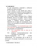 VARIABLES . MÉTODOS Y TÉCNICAS