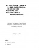 INFORME DE EVALUACIÓN SOBRE LA IMPLEMENTACIÓN Y APLICACIÓN DE LA LEY N° 21.015, INCENTIVA LA INCLUSIÓN DE PERSONAS CON DISCAPACIDAD AL MUNDO LABORAL
