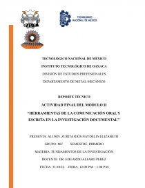“HERRAMIENTAS DE LA COMUNICACIÓN ORAL Y ESCRITA EN LA INVESTIGACIÓN DOCUMENTAL”. Página 1