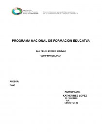 PROGRAMA NACIONAL DE FORMACIÓN EDUCATVA. Página 1