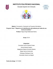 Reporte con la identificación del problema por medio de una técnica de análisis. Página 1