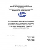 ANALIZAR EL SISTEMA DE EVALUACIÓN DE DESEMPEÑO DEL PERSONAL DE LA COORDINACIÓN DE ENFERMERÍA DEL ÁREA DE EMERGENCIA ADULTOS