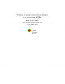 Creacion de una practica de bases de datos relacionales con SQLite. Página 1