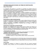 CRITERIOS PARA SELECCIONAR LOS TEMAS DE INVESTIGACIÓN