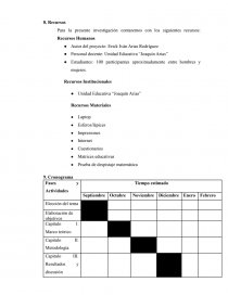 Procesos de adaptación y el aprendizaje de las matemáticas en los estudiantes de segundo de educación general básica en la Unidad Educativa “Joaquín Arias” durante el primer periodo académico 2022-2023. Página 8