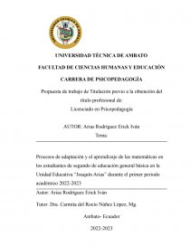 Procesos de adaptación y el aprendizaje de las matemáticas en los estudiantes de segundo de educación general básica en la Unidad Educativa “Joaquín Arias” durante el primer periodo académico 2022-2023. Página 1