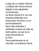 Conclusiones empresa Gloria S.A