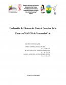 Evaluación del Sistema de Control Contable de la Empresa MACCO de Venezuela C.A