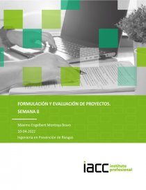 Semana 8 Formulación y Evaluación de Proyectos. Página 1