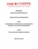 FUNDAMENTOS FILOSÓFICOS DE LA INVESTIGACIÓN CIENTÍFICA Y SU PAPEL EPISTEMOLÓGICO